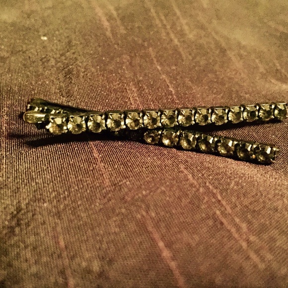Vintage Hair Pins Black & Rhinestones