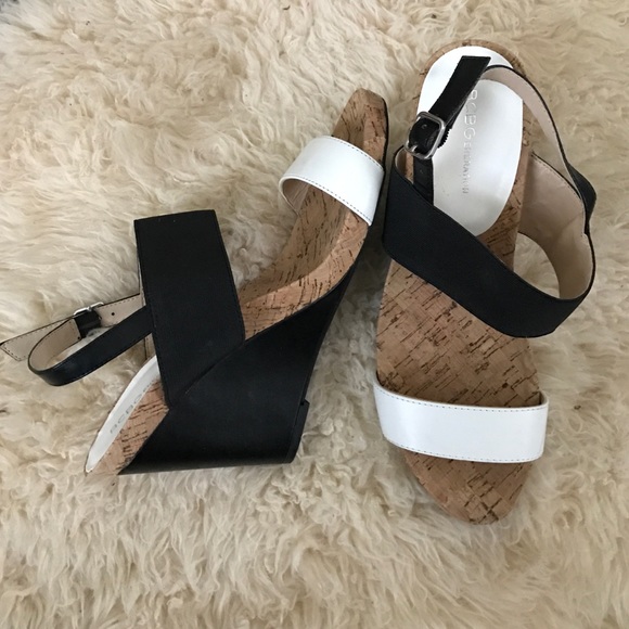 BCBGeneration Shoes - BCBGeneration Black + White Cork Wedges