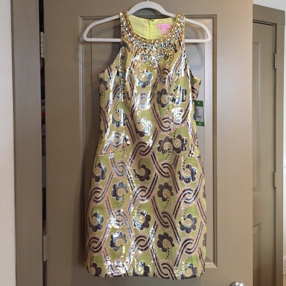Lilly Pulitzer green metallic dress with tags