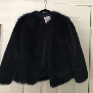 Navy Blue faux fur jacket