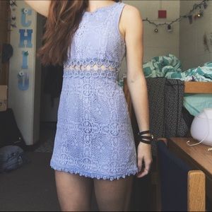 Topshop Blue Crochet Shift Dress
