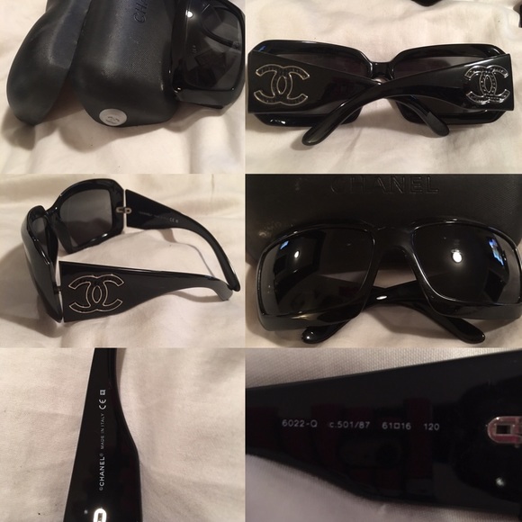 Authentic CHANEL Black & Gold Sunglasses