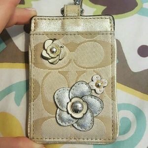 Coach Gold ID holder and lanyard