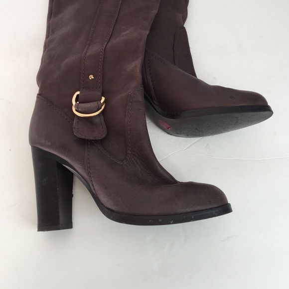 ZARA brown leather knee high boots 38 8 - Picture 3 of 4