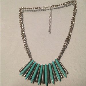 Turquoise and silver bib necklace!