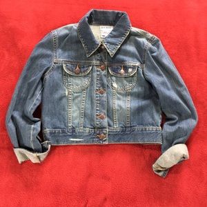 Old Navy Cropped Distressed Jean Jacket. EUC.