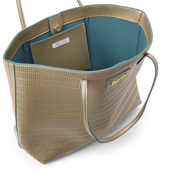 ❤️KENNETH COLE REACTION Soft Gold Vinyard Tote NWT - Picture 2 of 4