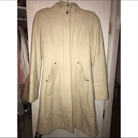 Guess Cream Long Hooded Coat