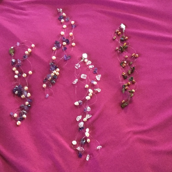 Pearl, stone and crystal necklaces.