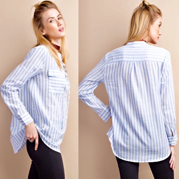 🆕KANA lace up long sleeve top w/ pockets - BLUE - Picture 2 of 4