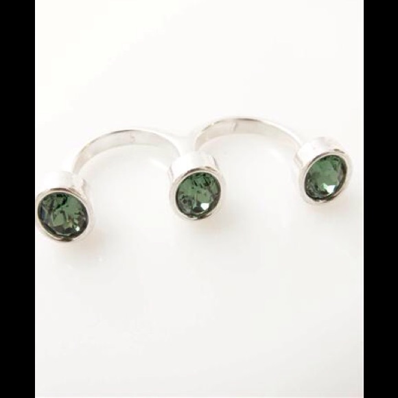 Swarovski Sterling Floating Double Finger Ring