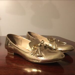 Gold loafers