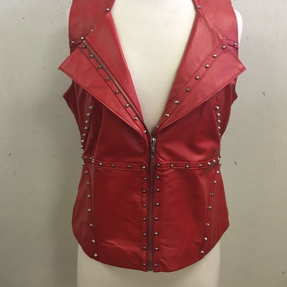 Red pleather vest