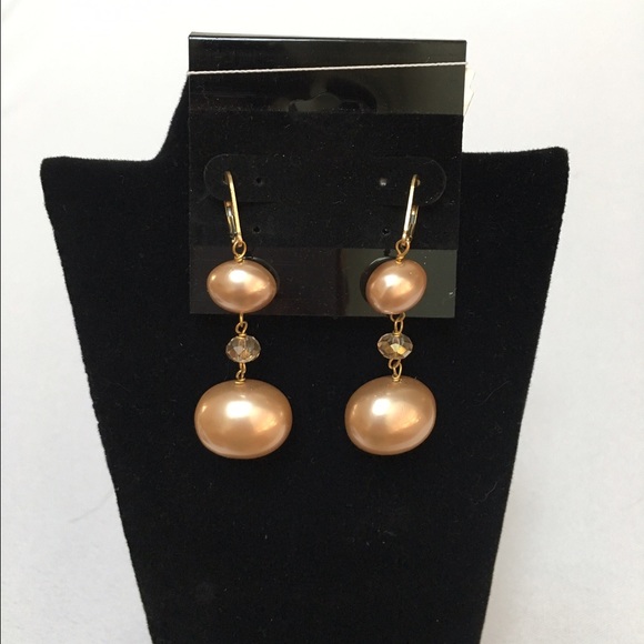 Faux Pearl Earrings with Crystal Beads