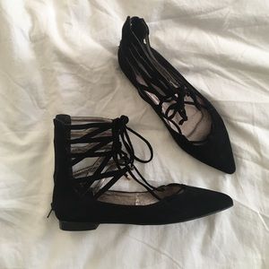 Free People x Jeffrey Campbell black lace up flats