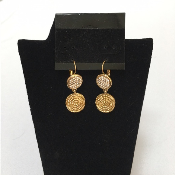 Gold-plated Disc Earrings with Cubic Zirconia