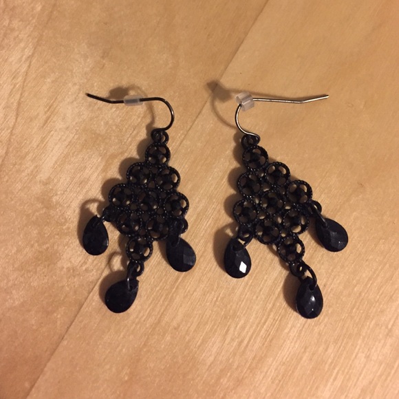 Black Chandelier Costume Earrings