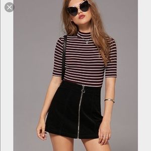 Black Zip Up Corduroy Skirt