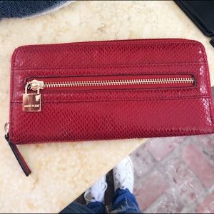 Cherry Anne Klein Alligator Zip around wallet