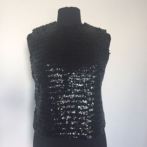 Black Vintage Sequined Crop Vest
