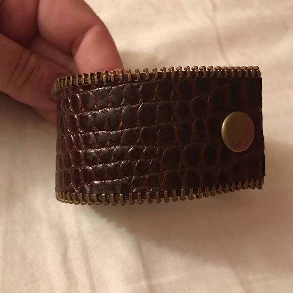 Brown croc-like with zipper wrist cuff