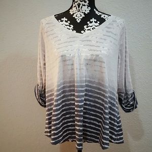 GENTLY USED- Calvin Klein grey striped shirt