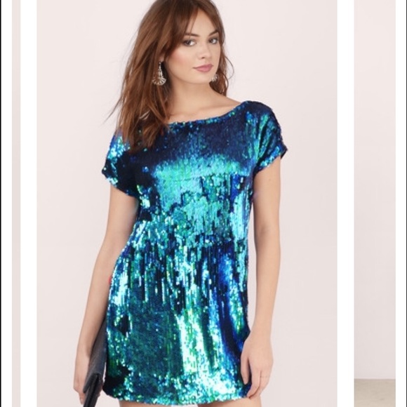 green sequin shift dress
