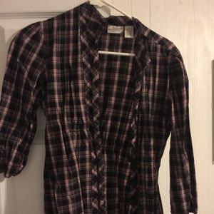 Plaid button down blouse