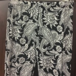Paisley Floral Print Black and White Leggings