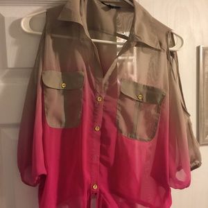 Pink and tan ombré blouse