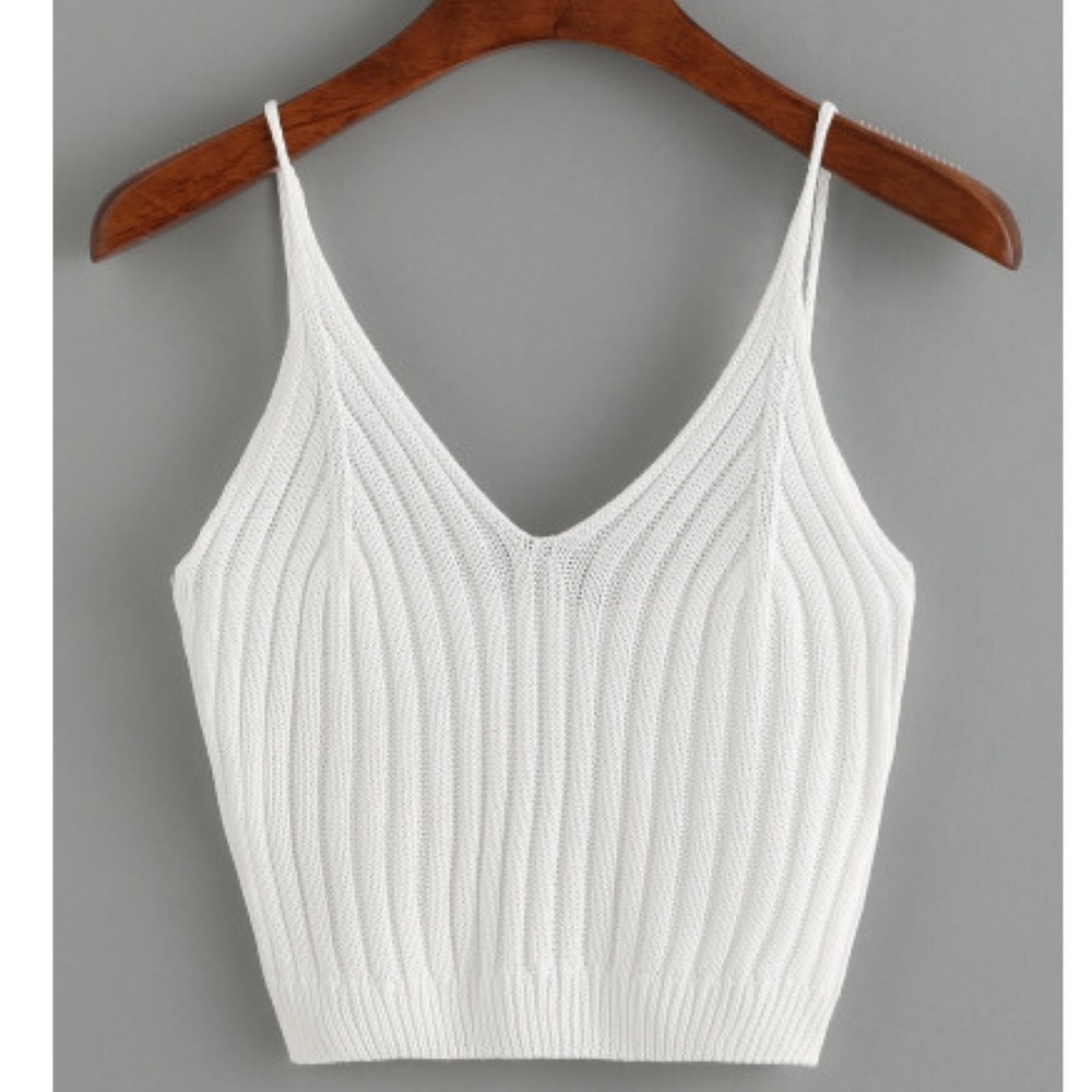 Brand new white knit crop top