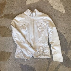 Off-white bomber style jacket.