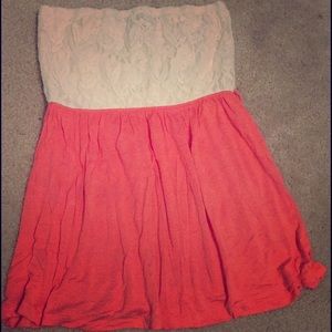 Coral strapless top