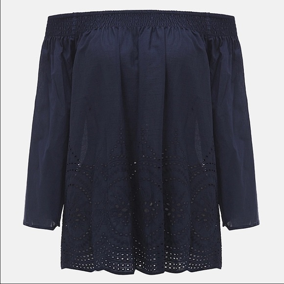 Navy off shoulder top - Picture 2 of 4