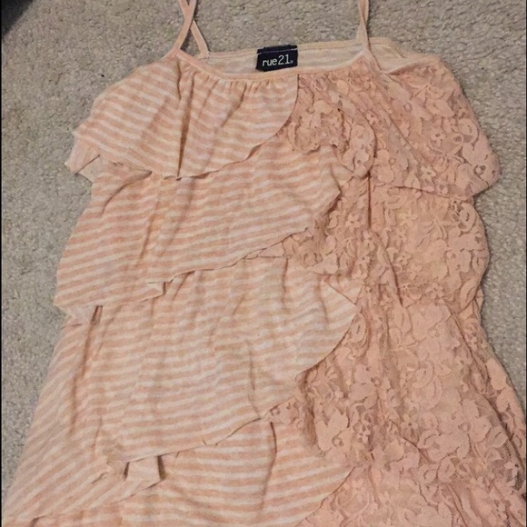 Light pink and white tank top.