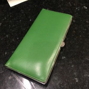 Green leather clasp wallet