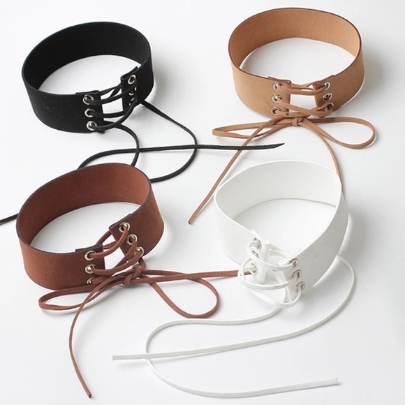 NEW!! Sexy Suede Look Lace Up Choker - Picture 2 of 3