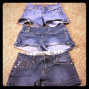 3 pairs of jean shorts