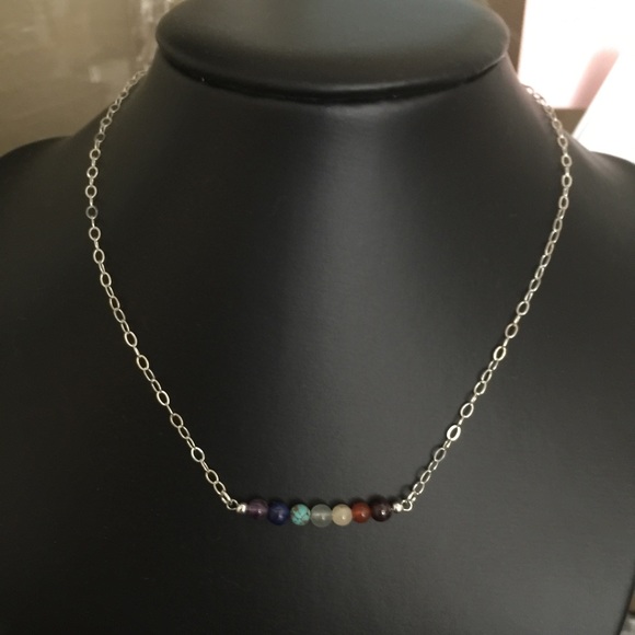 Chakra Yoga Rainbow Necklace 925 Sterling Silver - Picture 3 of 4