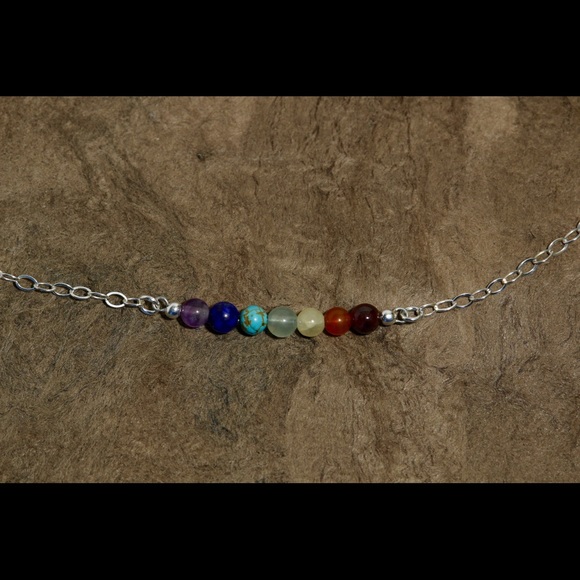 Chakra Yoga Rainbow Necklace 925 Sterling Silver - Picture 2 of 4
