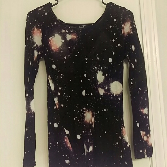 Sheer Galaxy Print Long Sleeved Shirt - Picture 1 of 2
