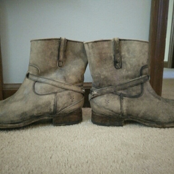 Frye grey, leather booties