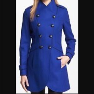 Guess cobalt double breast military style coat