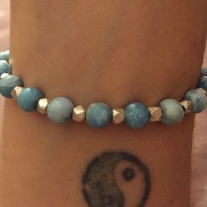 Larimar and sterling silver healing bracelet