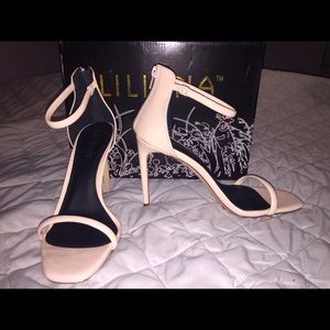 Nude strapped heels