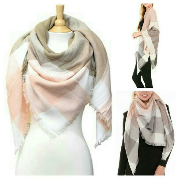 🚫SOLD OUT "Bailey" Window Pane Blanket Scarf - Picture 2 of 4