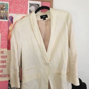 Cream linen 3/4 sleeve H&M blazer