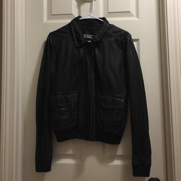 J.Crew black leather jacket