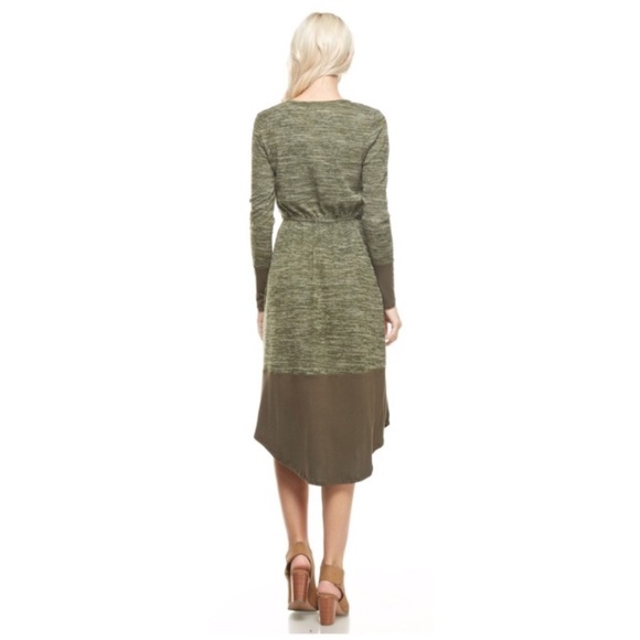 Navy Midi Round Hem Dress with Pockets - Picture 3 of 4