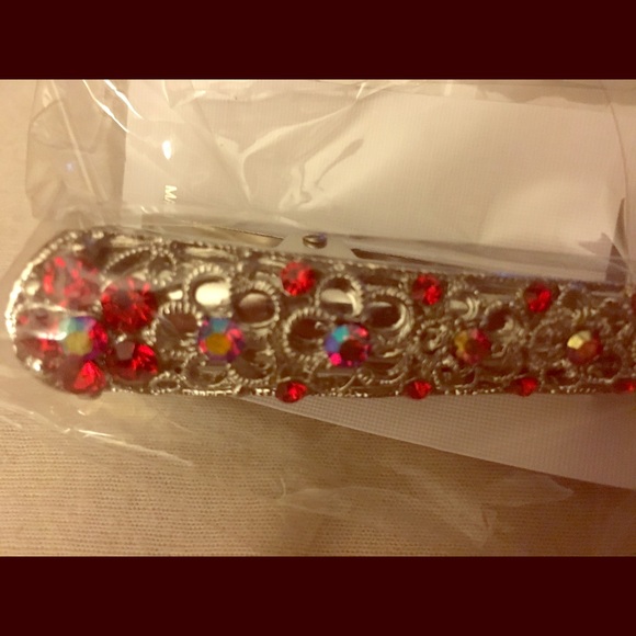 Red & Silver Hair clip for any occasion or gift
